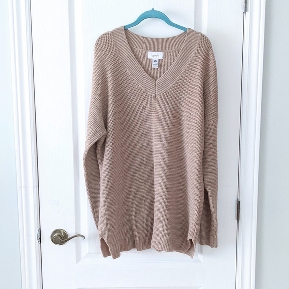 Kersh Merino Blend V-Neck waffle knit Sweater in tan camel toneb XXL @T1 - Picture 10 of 10